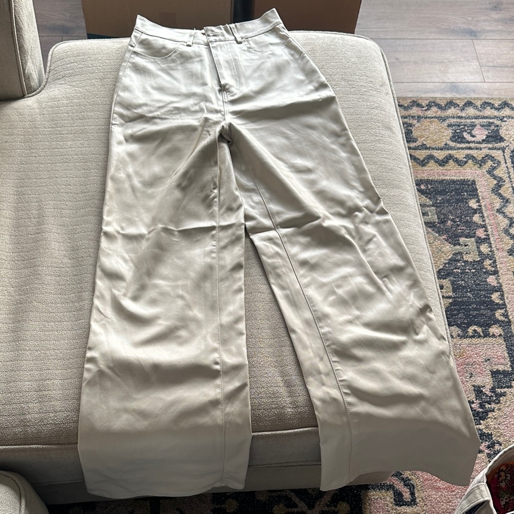 Women’s Pleather Beige Pants